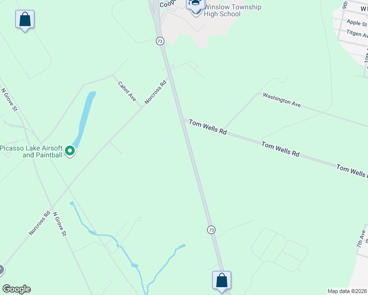 map of restaurants, bars, coffee shops, grocery stores, and more near 17 New Jersey 73 in Berlin