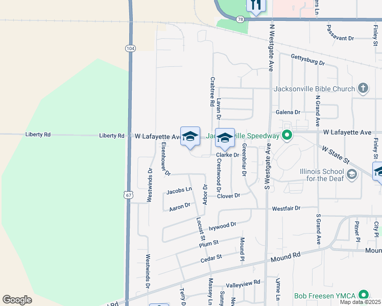 map of restaurants, bars, coffee shops, grocery stores, and more near 1901 West Lafayette Avenue in Jacksonville