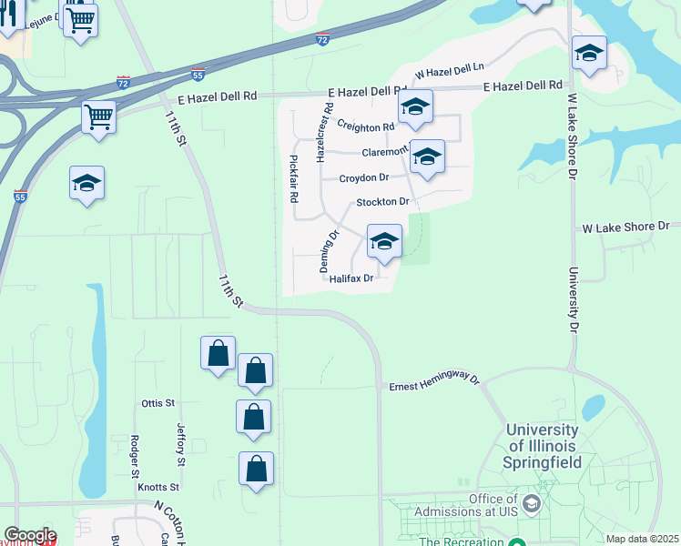 map of restaurants, bars, coffee shops, grocery stores, and more near 2000 Halifax Drive in Springfield