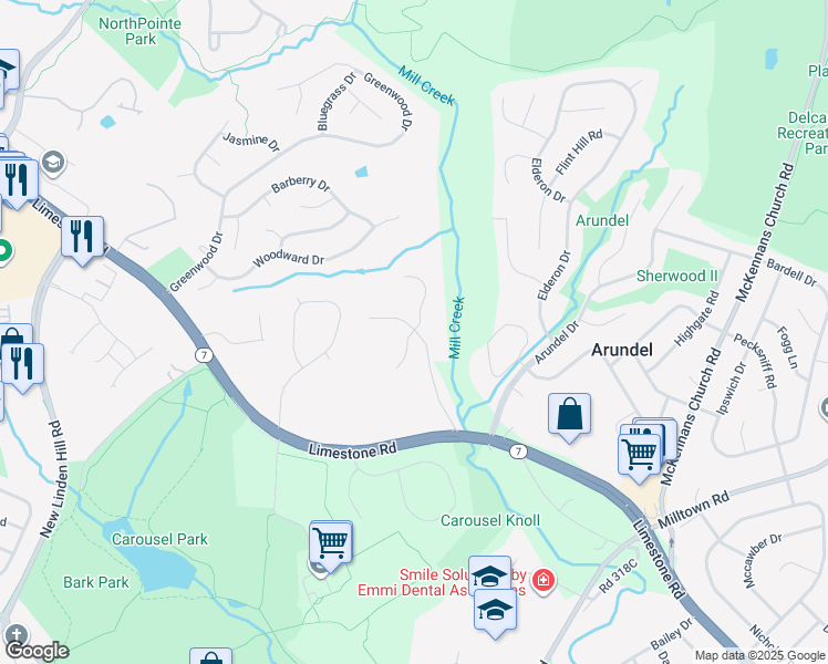 map of restaurants, bars, coffee shops, grocery stores, and more near 2 Henry Court in Wilmington