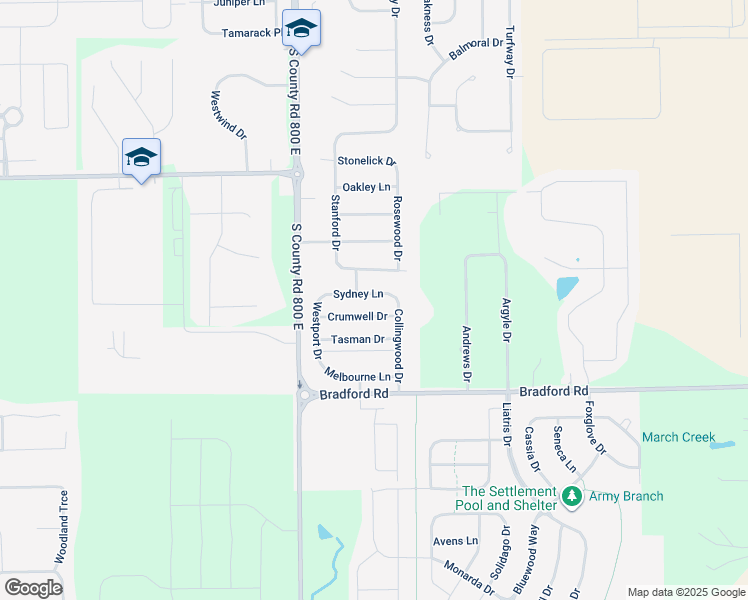 map of restaurants, bars, coffee shops, grocery stores, and more near 8173 Sydney Lane in Avon