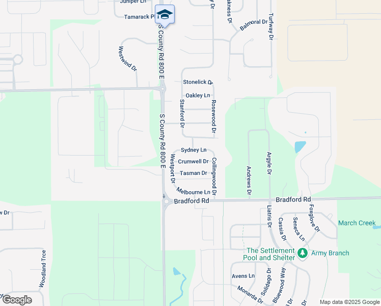 map of restaurants, bars, coffee shops, grocery stores, and more near 8125 Sydney Lane in Avon
