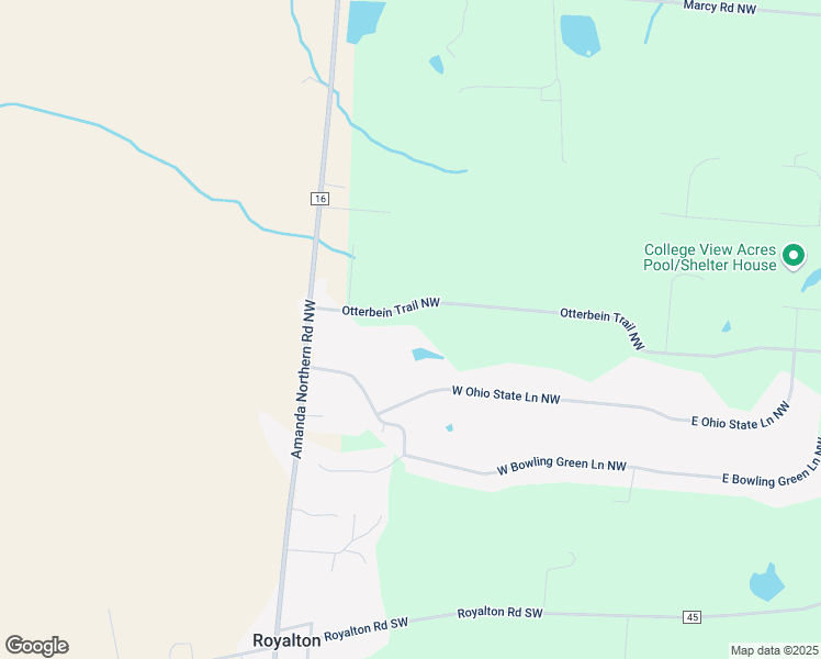 map of restaurants, bars, coffee shops, grocery stores, and more near 8501 Otterbein Trail Northwest in Lancaster