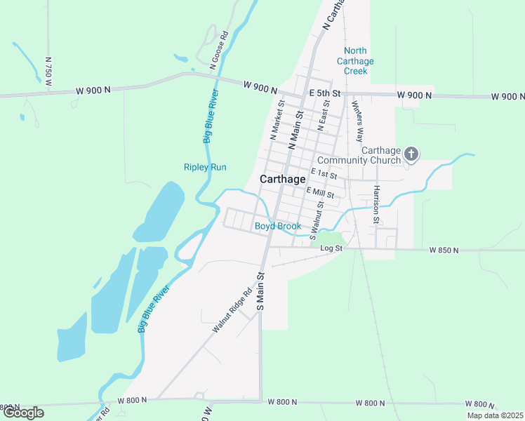map of restaurants, bars, coffee shops, grocery stores, and more near 101 South Market Street in Carthage