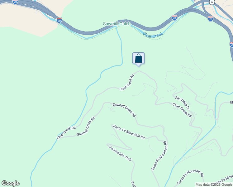map of restaurants, bars, coffee shops, grocery stores, and more near 599 Sawmill Creek Road in Evergreen