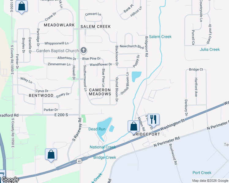 map of restaurants, bars, coffee shops, grocery stores, and more near 2029 Dutch Elm Drive in Indianapolis