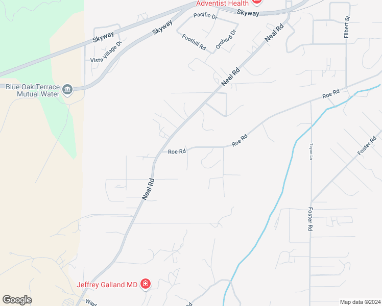 map of restaurants, bars, coffee shops, grocery stores, and more near 100 Roe Road in Paradise