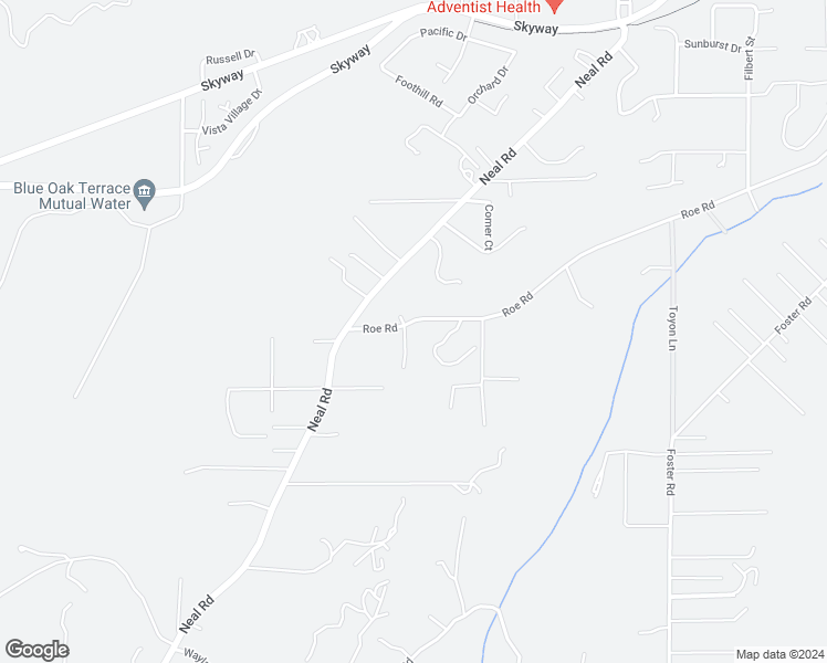 map of restaurants, bars, coffee shops, grocery stores, and more near 100 Roe Road in Paradise