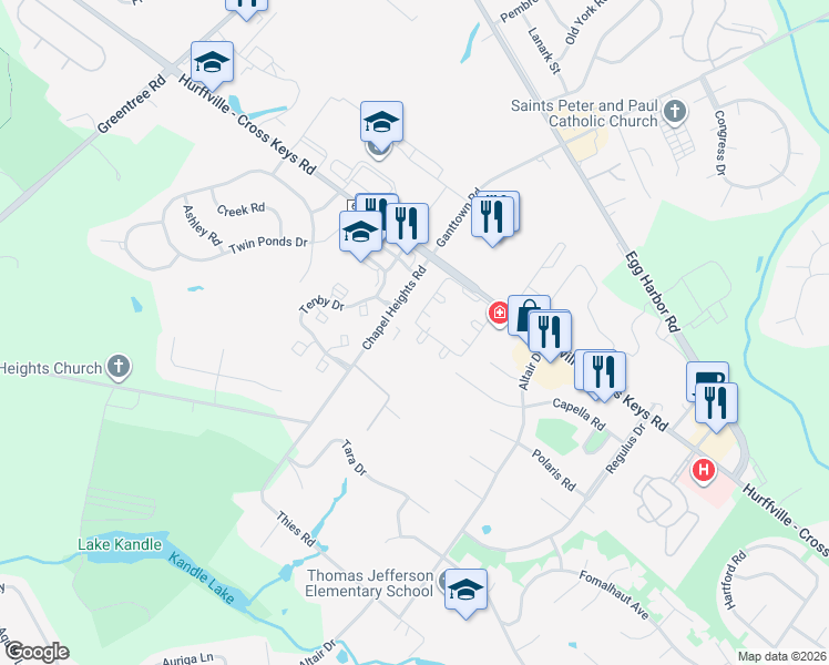 map of restaurants, bars, coffee shops, grocery stores, and more near 18 Devon Place in Washington Township