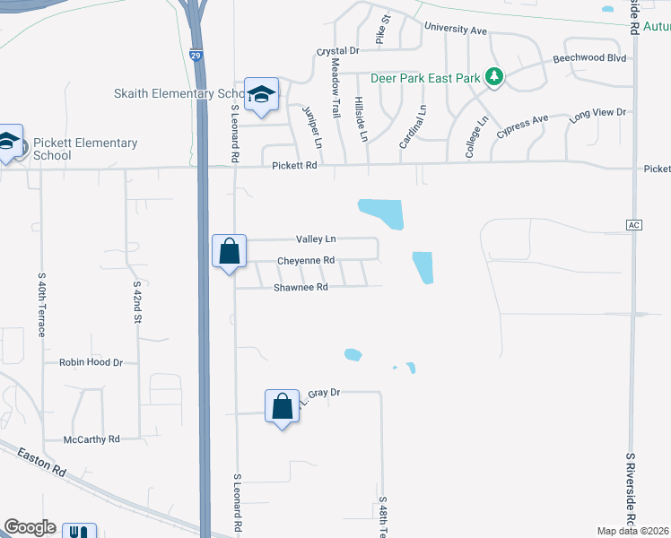 map of restaurants, bars, coffee shops, grocery stores, and more near 3310 Mohawk Lane in Saint Joseph