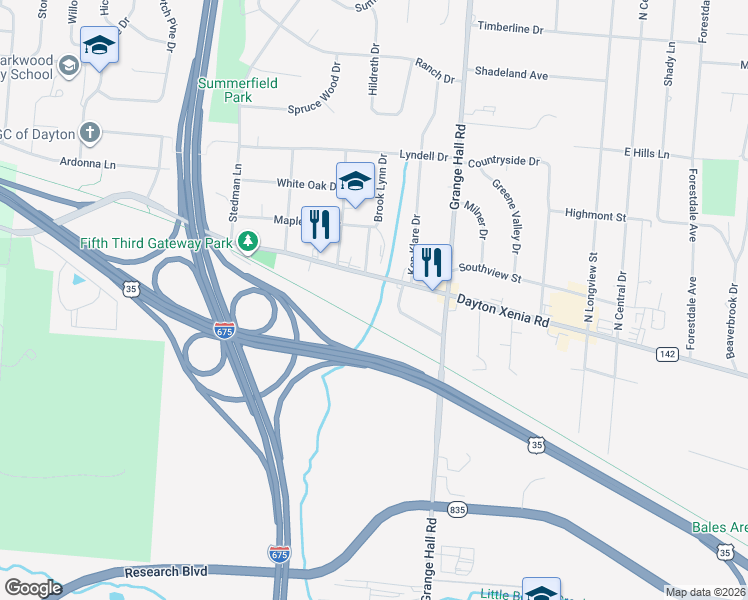 map of restaurants, bars, coffee shops, grocery stores, and more near 4083 Dayton Xenia Road in Dayton