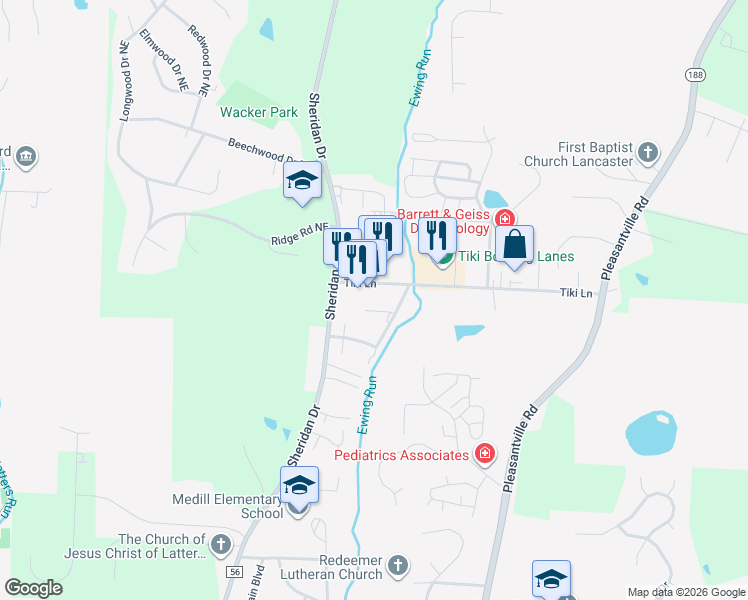 map of restaurants, bars, coffee shops, grocery stores, and more near 16C North Plumvalley Road in Lancaster
