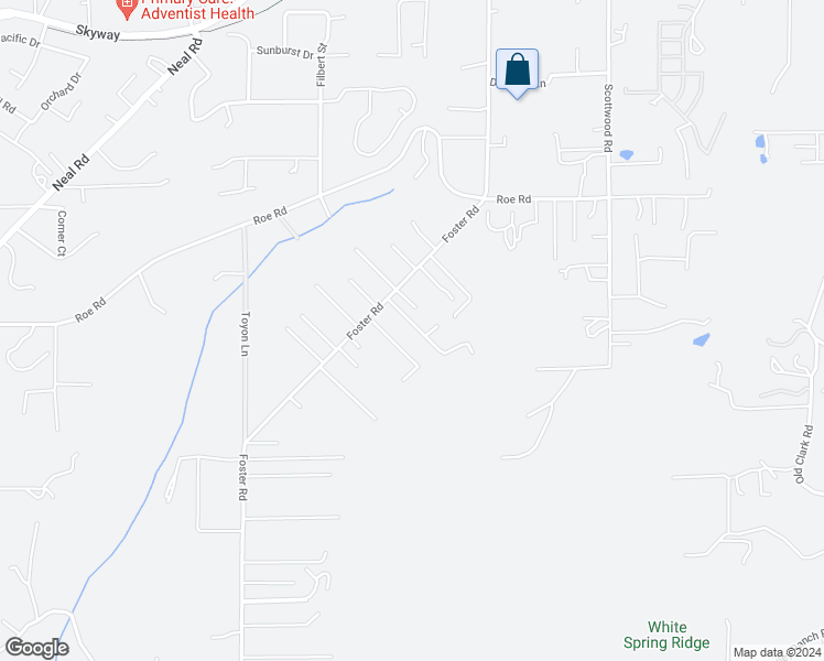 map of restaurants, bars, coffee shops, grocery stores, and more near 575 Rustic Lane in Paradise