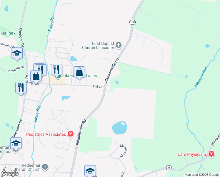map of restaurants, bars, coffee shops, grocery stores, and more near 1189 Ridge Road Northeast in Lancaster