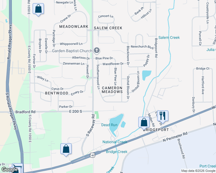 map of restaurants, bars, coffee shops, grocery stores, and more near 2027 Southernwood Lane in Indianapolis