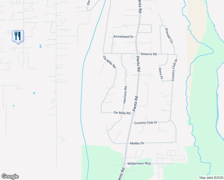 map of restaurants, bars, coffee shops, grocery stores, and more near 2189 De Mille Road in Paradise