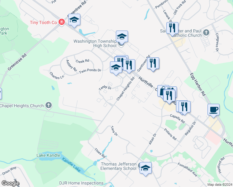 map of restaurants, bars, coffee shops, grocery stores, and more near 11 Chelsea Court in Washington Township