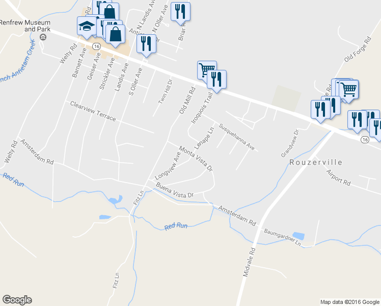 map of restaurants, bars, coffee shops, grocery stores, and more near 10453 Monta Vista Drive in Waynesboro