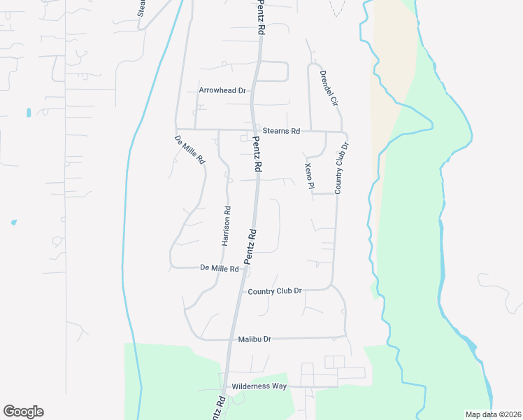 map of restaurants, bars, coffee shops, grocery stores, and more near 5424 Pentz Road in Paradise