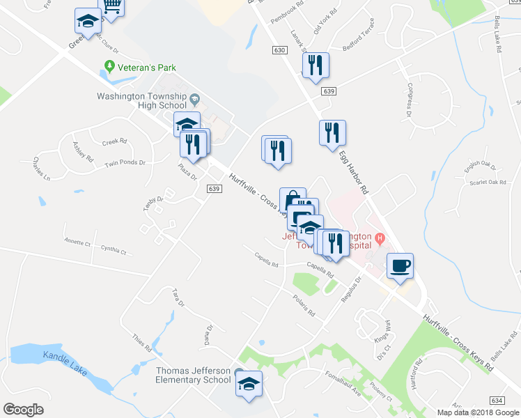 map of restaurants, bars, coffee shops, grocery stores, and more near 1 Brighton Place in Washington Township