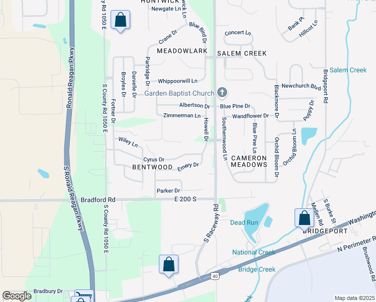 map of restaurants, bars, coffee shops, grocery stores, and more near 10874 Cyrus Drive in Indianapolis