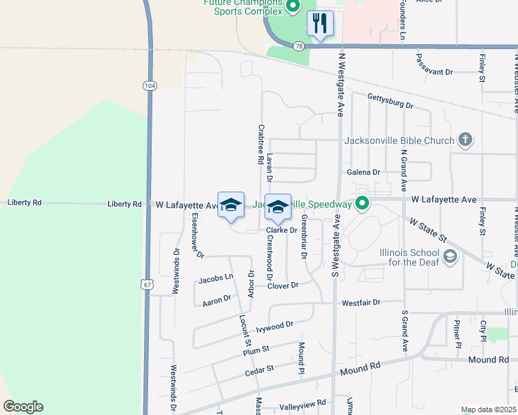 map of restaurants, bars, coffee shops, grocery stores, and more near 1901 West Lafayette Avenue in Jacksonville