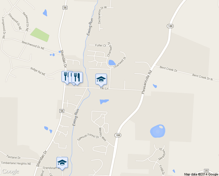 map of restaurants, bars, coffee shops, grocery stores, and more near 1579 Tiki Lane in Lancaster