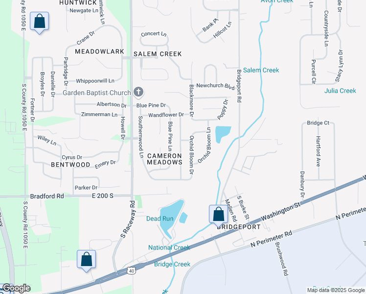 map of restaurants, bars, coffee shops, grocery stores, and more near 1931 Dutch Elm Drive in Indianapolis