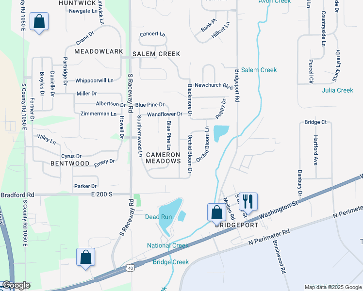 map of restaurants, bars, coffee shops, grocery stores, and more near 1931 Dutch Elm Drive in Indianapolis