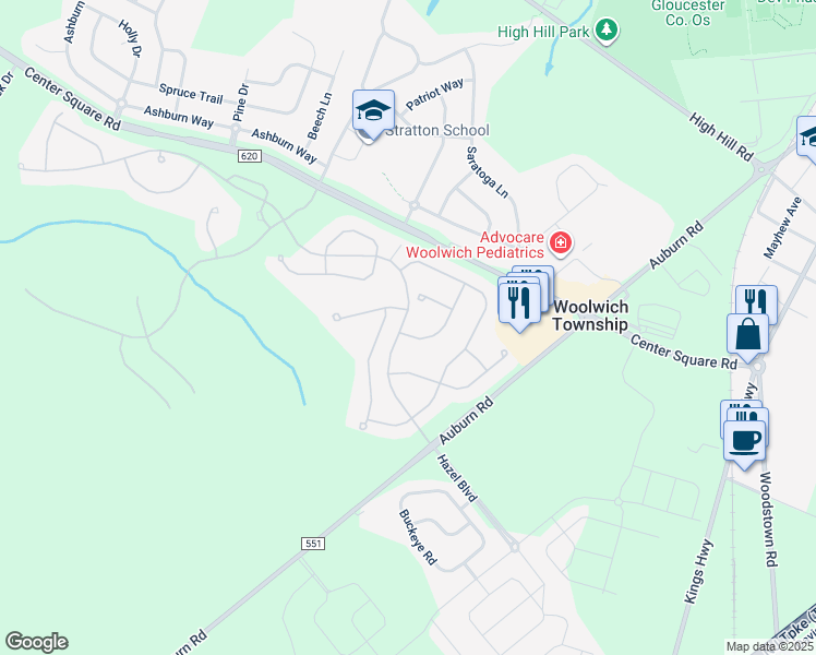 map of restaurants, bars, coffee shops, grocery stores, and more near 1 Hylton Road in Swedesboro