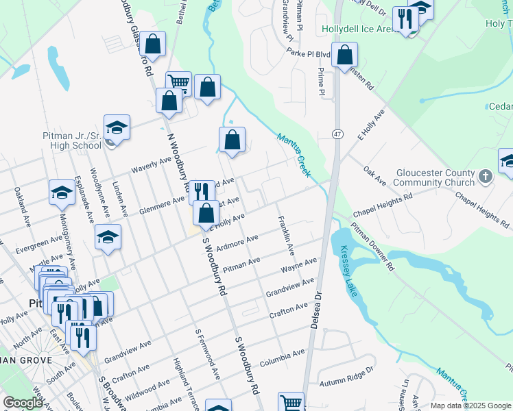 map of restaurants, bars, coffee shops, grocery stores, and more near 516 East Holly Avenue in Pitman