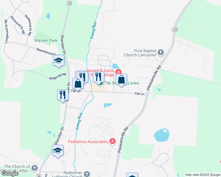 map of restaurants, bars, coffee shops, grocery stores, and more near 1511 Monmouth Street in Lancaster