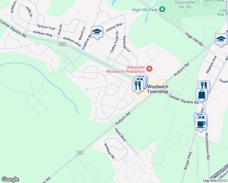 map of restaurants, bars, coffee shops, grocery stores, and more near 11 Hylton Road in Swedesboro