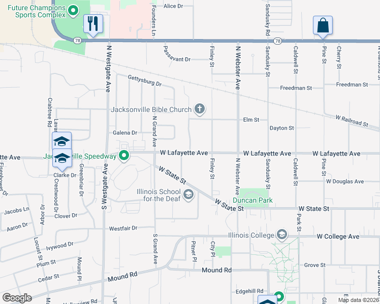 map of restaurants, bars, coffee shops, grocery stores, and more near 201 Brookside Drive in Jacksonville