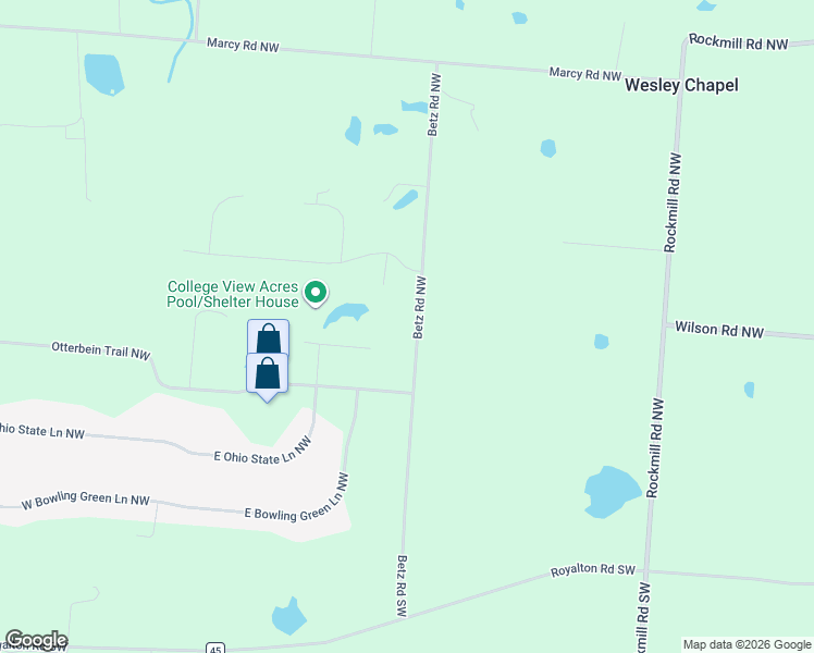 map of restaurants, bars, coffee shops, grocery stores, and more near 509 Betz Road Northwest in Lancaster