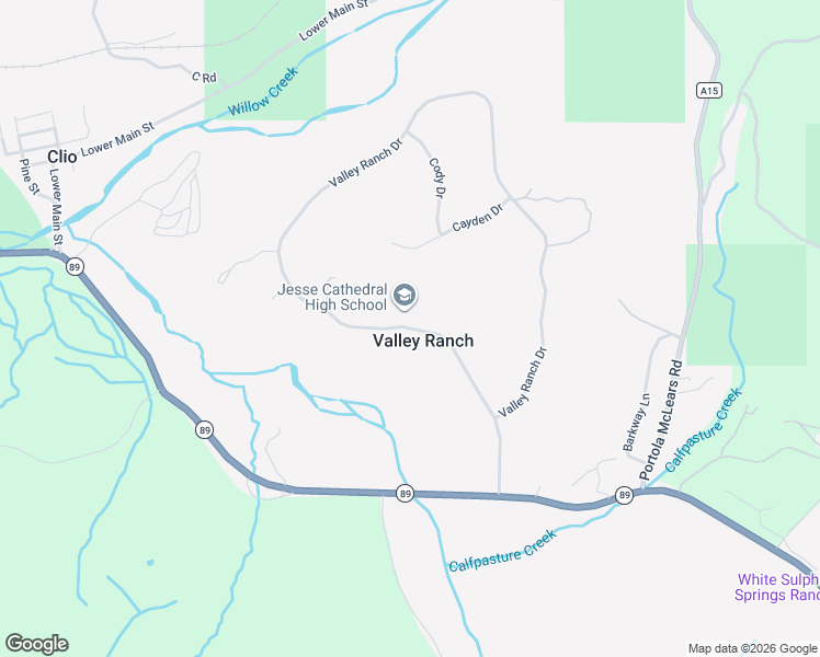 map of restaurants, bars, coffee shops, grocery stores, and more near Valley Ranch Drive in Clio