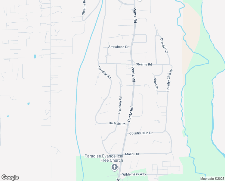 map of restaurants, bars, coffee shops, grocery stores, and more near 2181 De Mille Road in Paradise