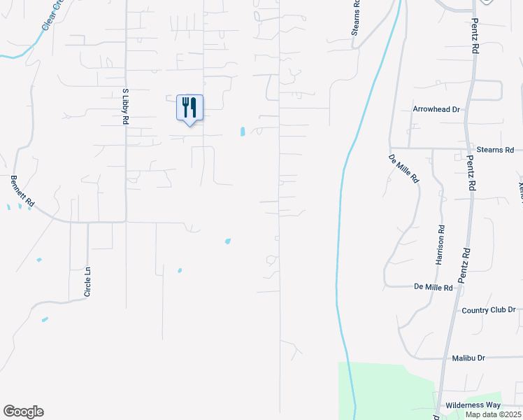 map of restaurants, bars, coffee shops, grocery stores, and more near 1579 Sunny Acres Road in Paradise