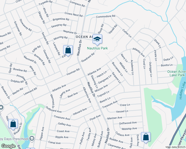 map of restaurants, bars, coffee shops, grocery stores, and more near 100 Hatch Lane in Stafford Township