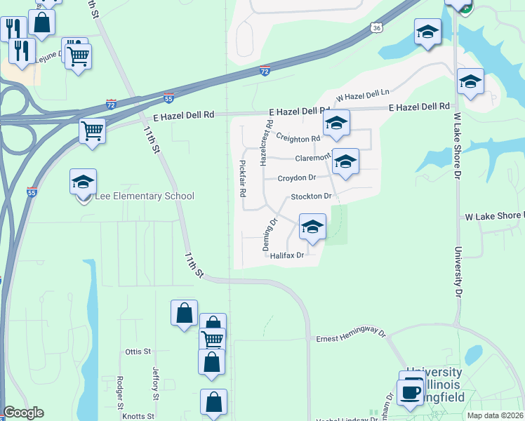 map of restaurants, bars, coffee shops, grocery stores, and more near 1818 Reading Road in Springfield