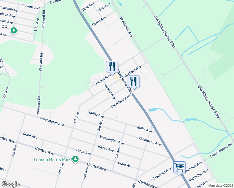 map of restaurants, bars, coffee shops, grocery stores, and more near 219 Arthur Avenue in Chesilhurst