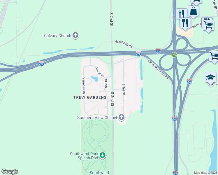 map of restaurants, bars, coffee shops, grocery stores, and more near 4150 South 2nd Street in Springfield