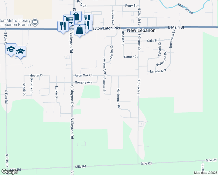 map of restaurants, bars, coffee shops, grocery stores, and more near 418 Rosetta Street in New Lebanon
