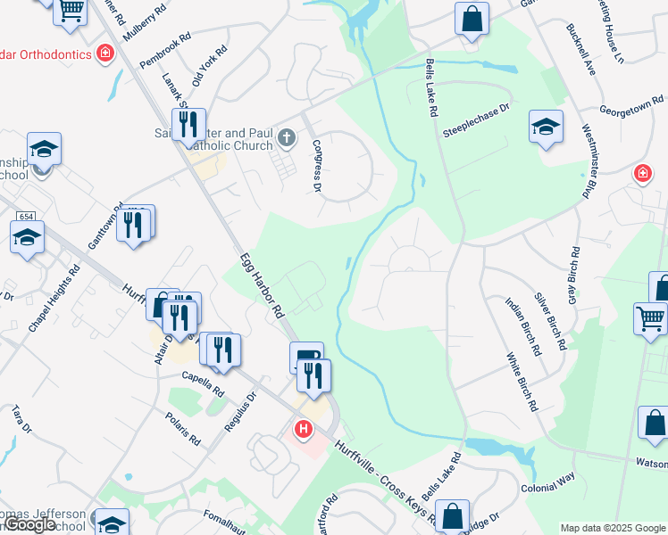 map of restaurants, bars, coffee shops, grocery stores, and more near 600 Medical Center Drive in Washington Township