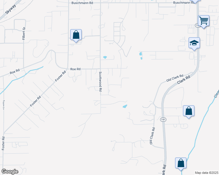 map of restaurants, bars, coffee shops, grocery stores, and more near 5256 Rosehill Road in Paradise