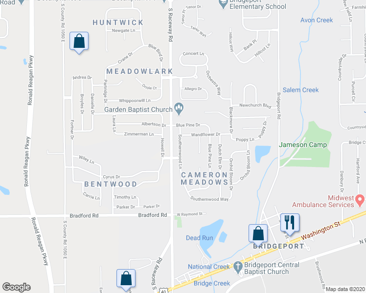 map of restaurants, bars, coffee shops, grocery stores, and more near 9207 Wandflower Drive in Indianapolis