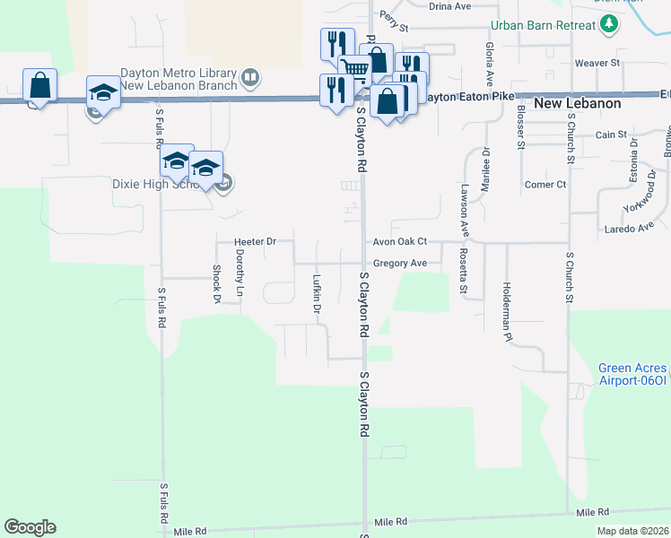 map of restaurants, bars, coffee shops, grocery stores, and more near 412 Scarborough Court in New Lebanon