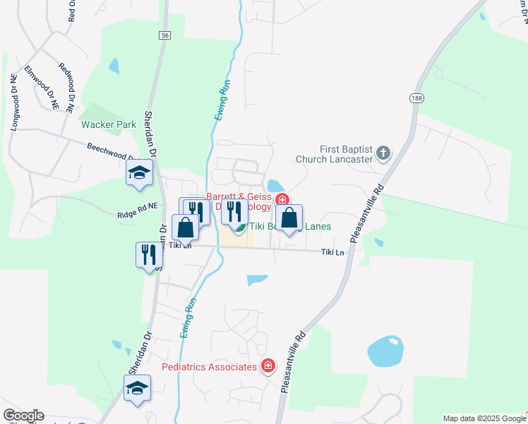 map of restaurants, bars, coffee shops, grocery stores, and more near 1561 Monmouth Street in Lancaster