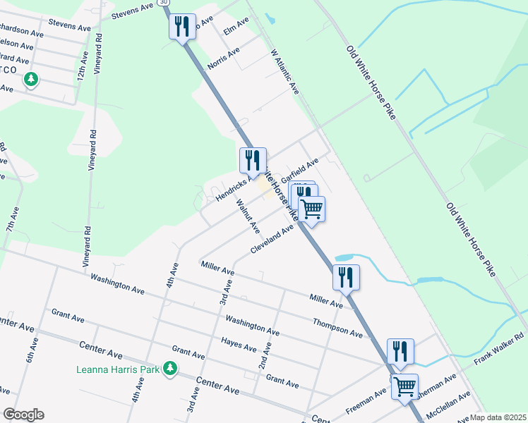 map of restaurants, bars, coffee shops, grocery stores, and more near 219 Arthur Avenue in Chesilhurst