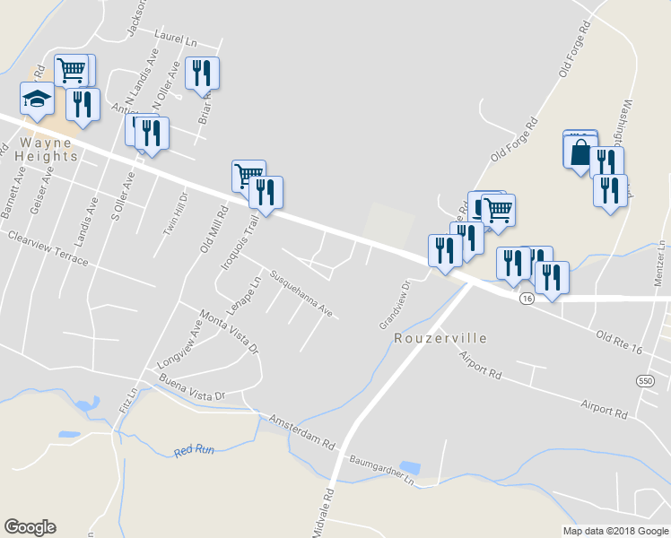 map of restaurants, bars, coffee shops, grocery stores, and more near 10727 Sunburst Gardens Drive in Waynesboro